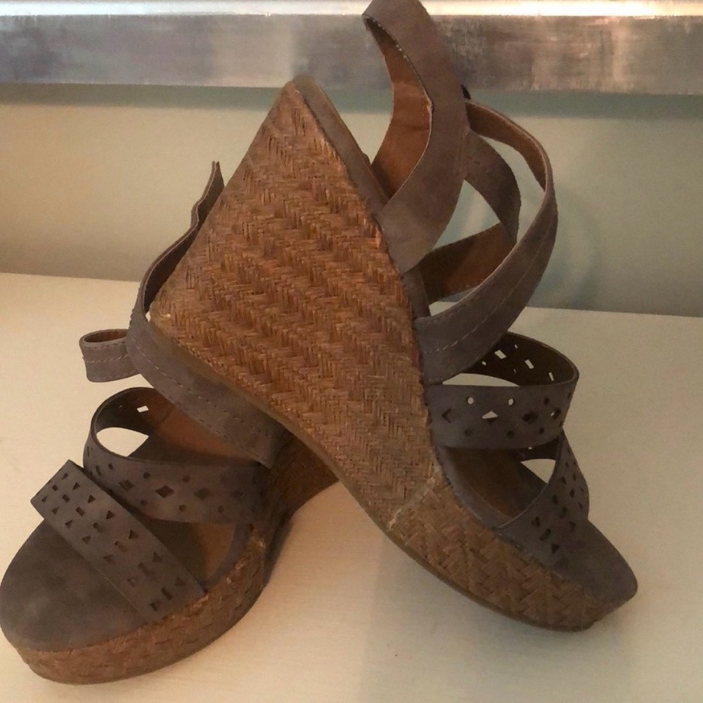 Jellypop Dark Brown Wedge Sandals - Picture 2 of 2